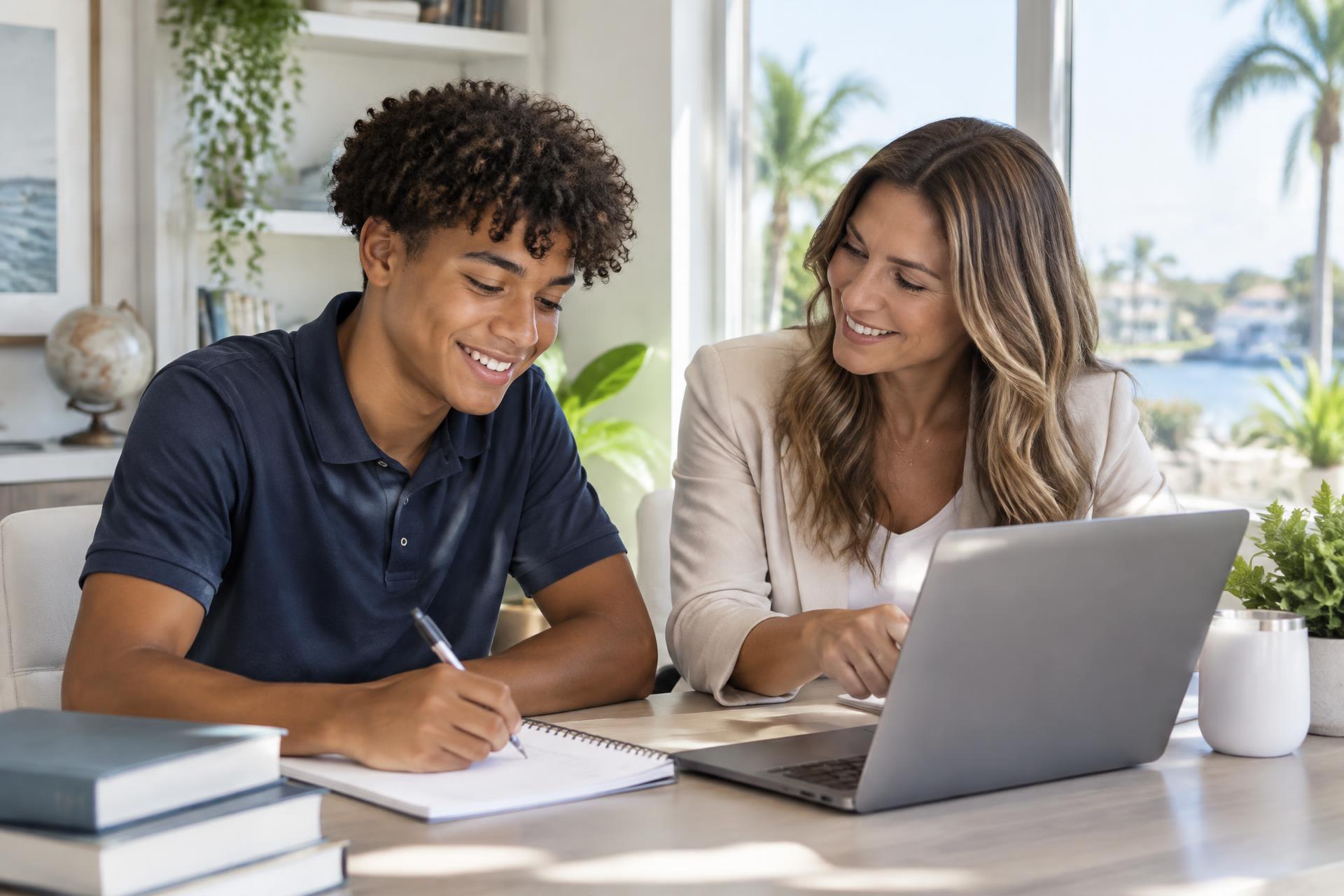 Academic coach tutoring a student